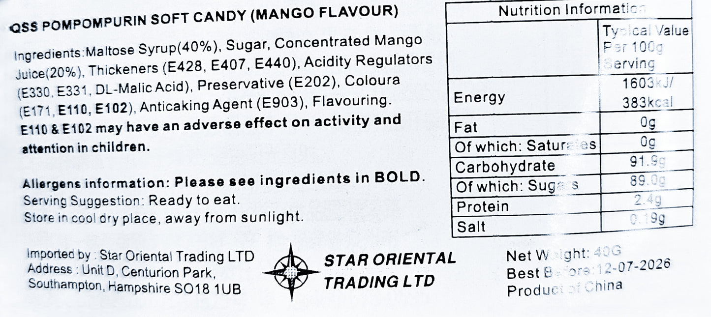 Pompompurin Peelable Mango Candy - 40g