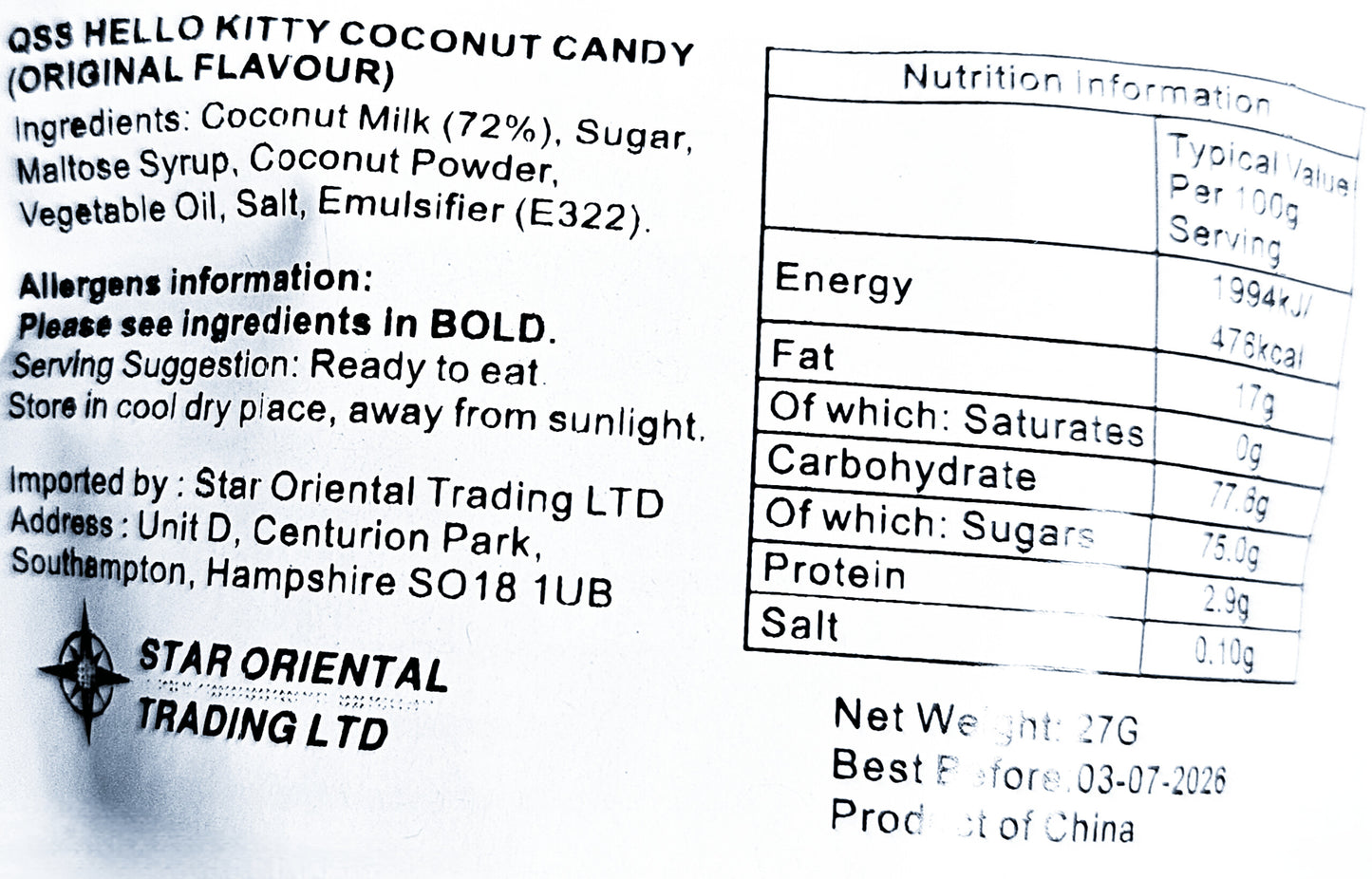 Sanrio Coconut Candy - Hello Kitty or Kuromi