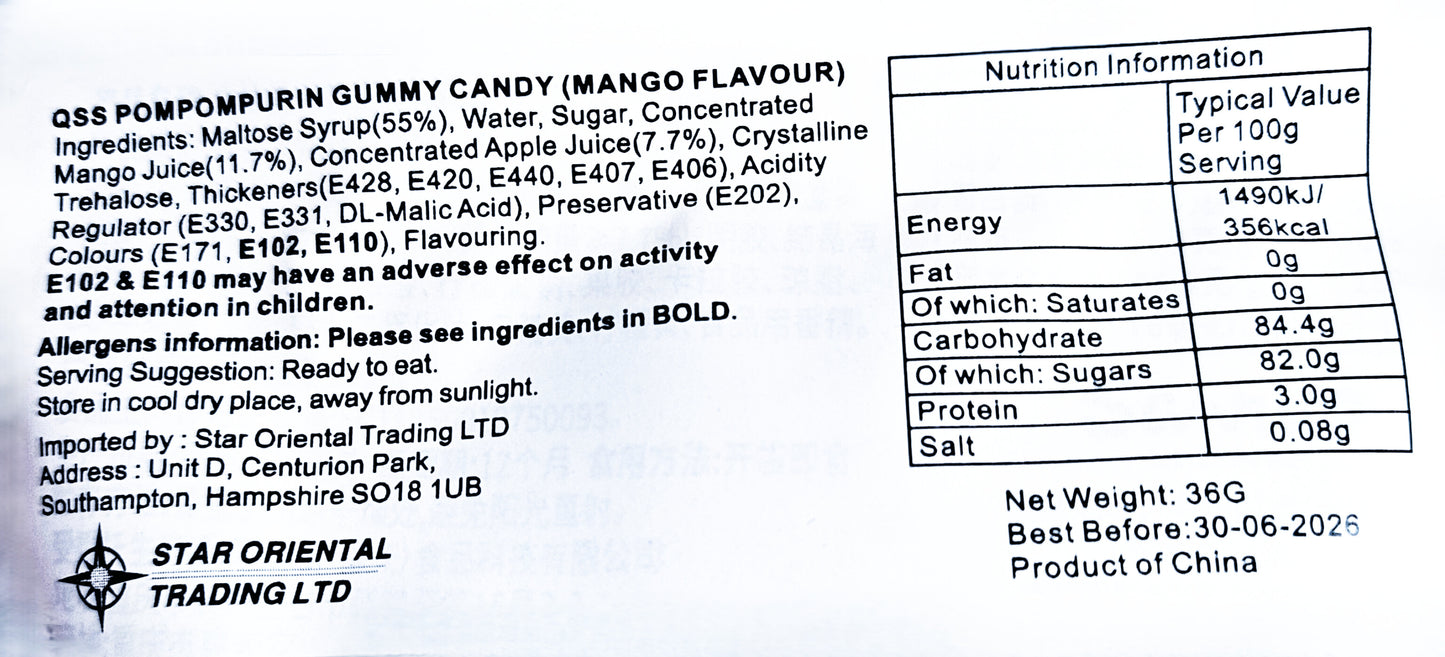 Pompompurin Peelable Mango Gummies