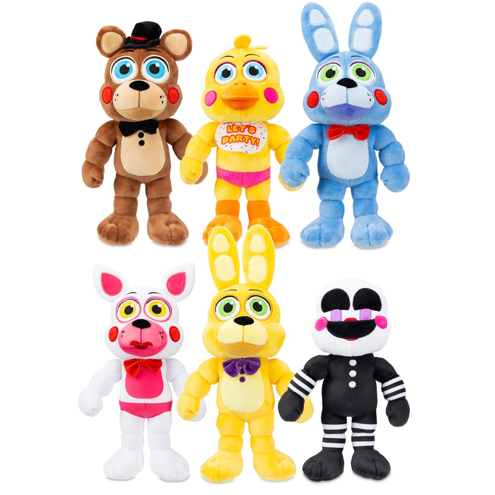 Five Nights At Freddy's Plush, Toy Freddy, Toy Chica, Toy Bonnie, Funtime Foxy, Spring Bonnie, Marionette by Good Stuff